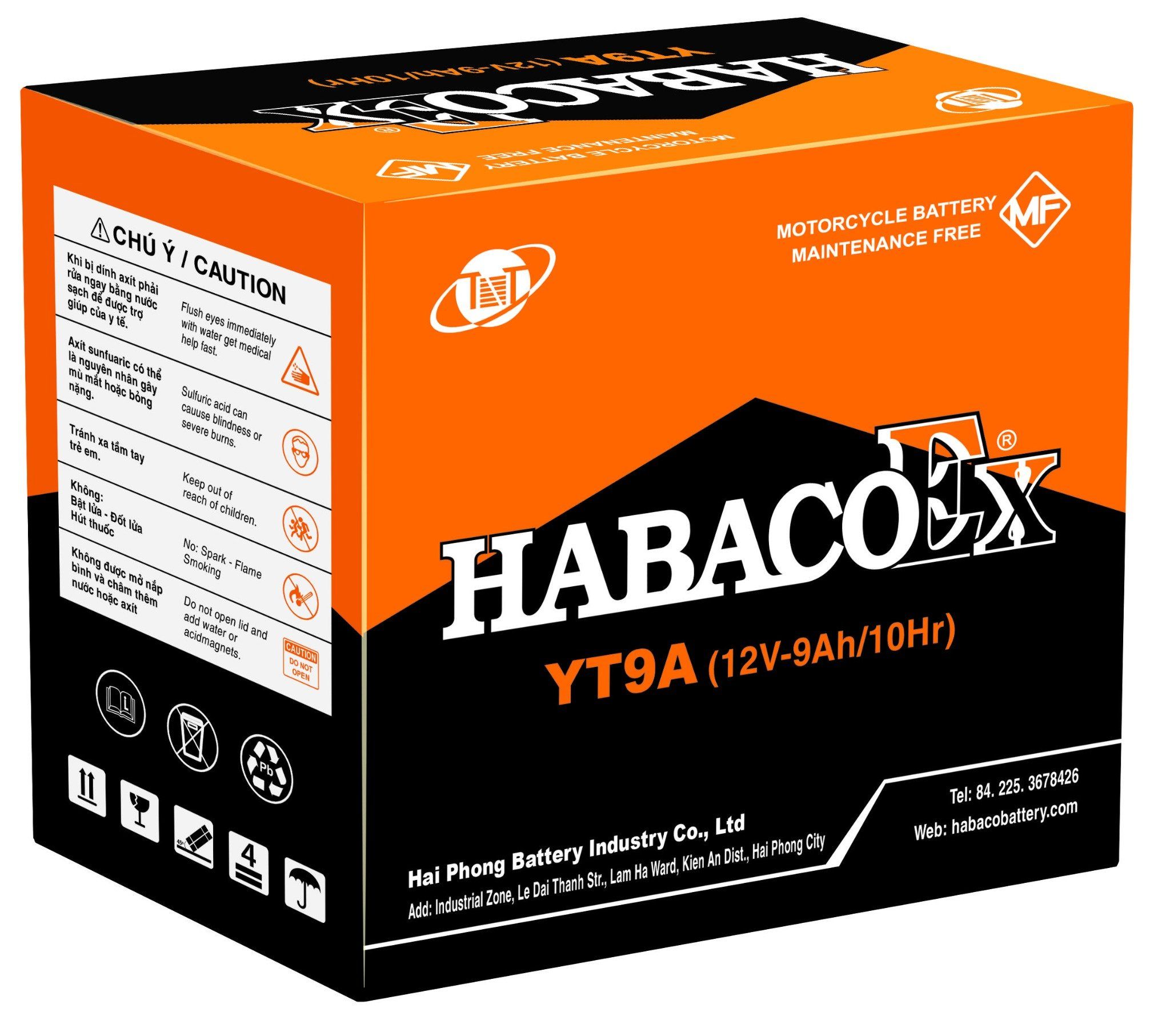  Bình ắc quy Mô tô Habaco 12V-9AH | Mã YT9A 