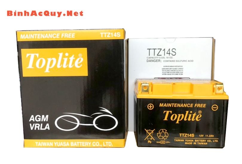  Bình ắc quy Mô tô Yuasa 12V-11.8AH | Mã Toptlite TTZ14S 