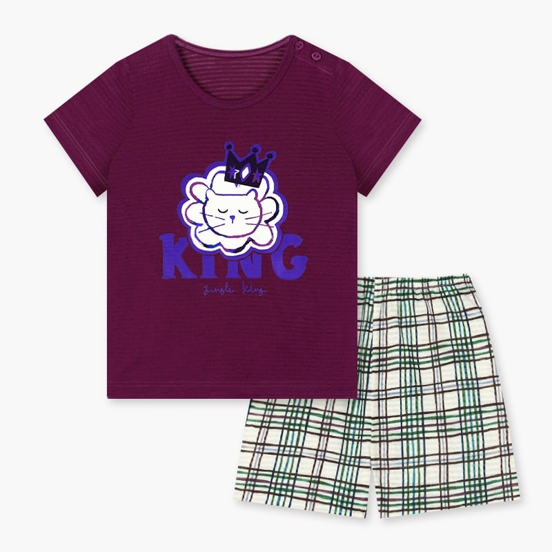 Bộ đồ ngắn cotton giấy phối cotton mịn bé gái và bé trai U3144