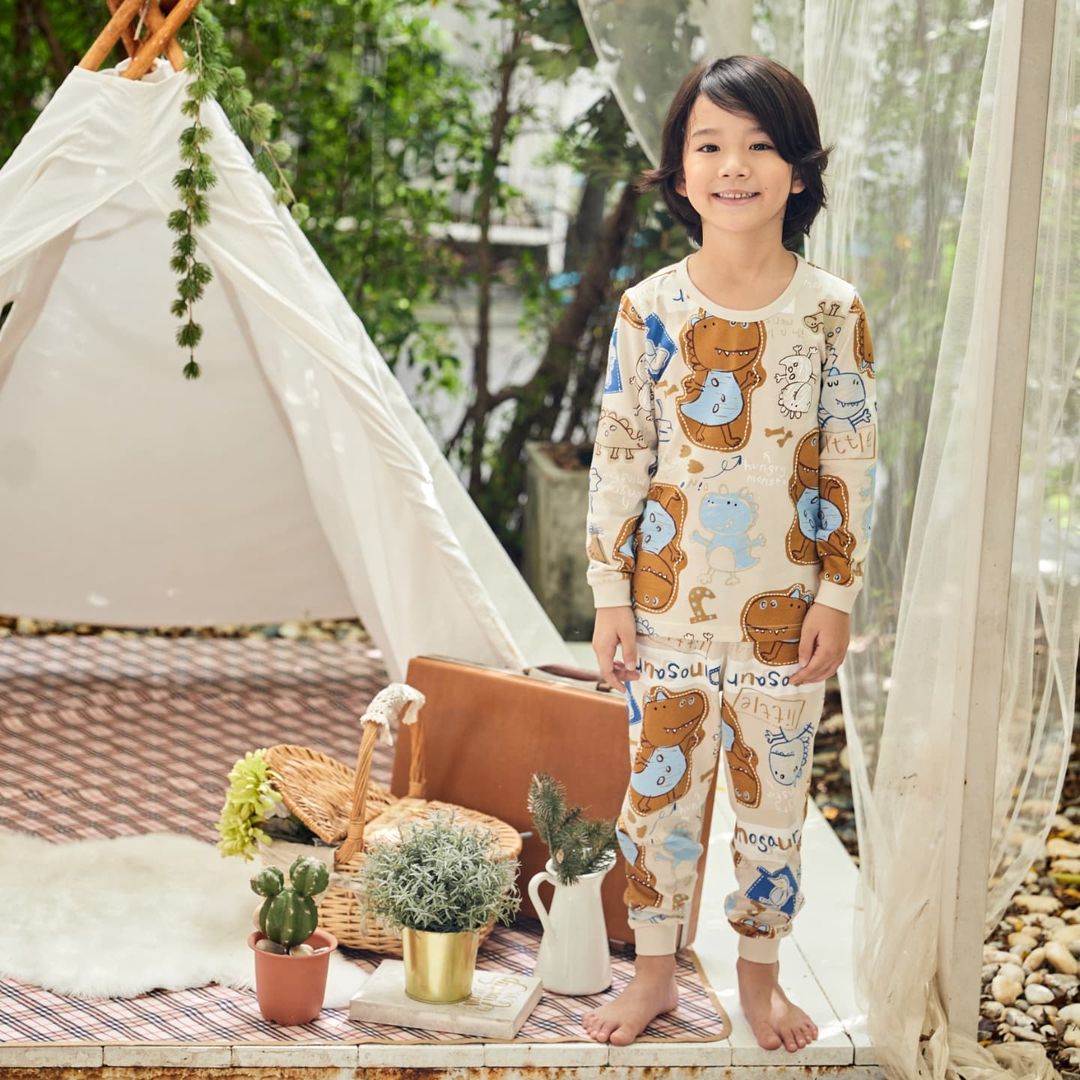 Bộ đồ dài dáng rộng cotton mịn bé trai U1043