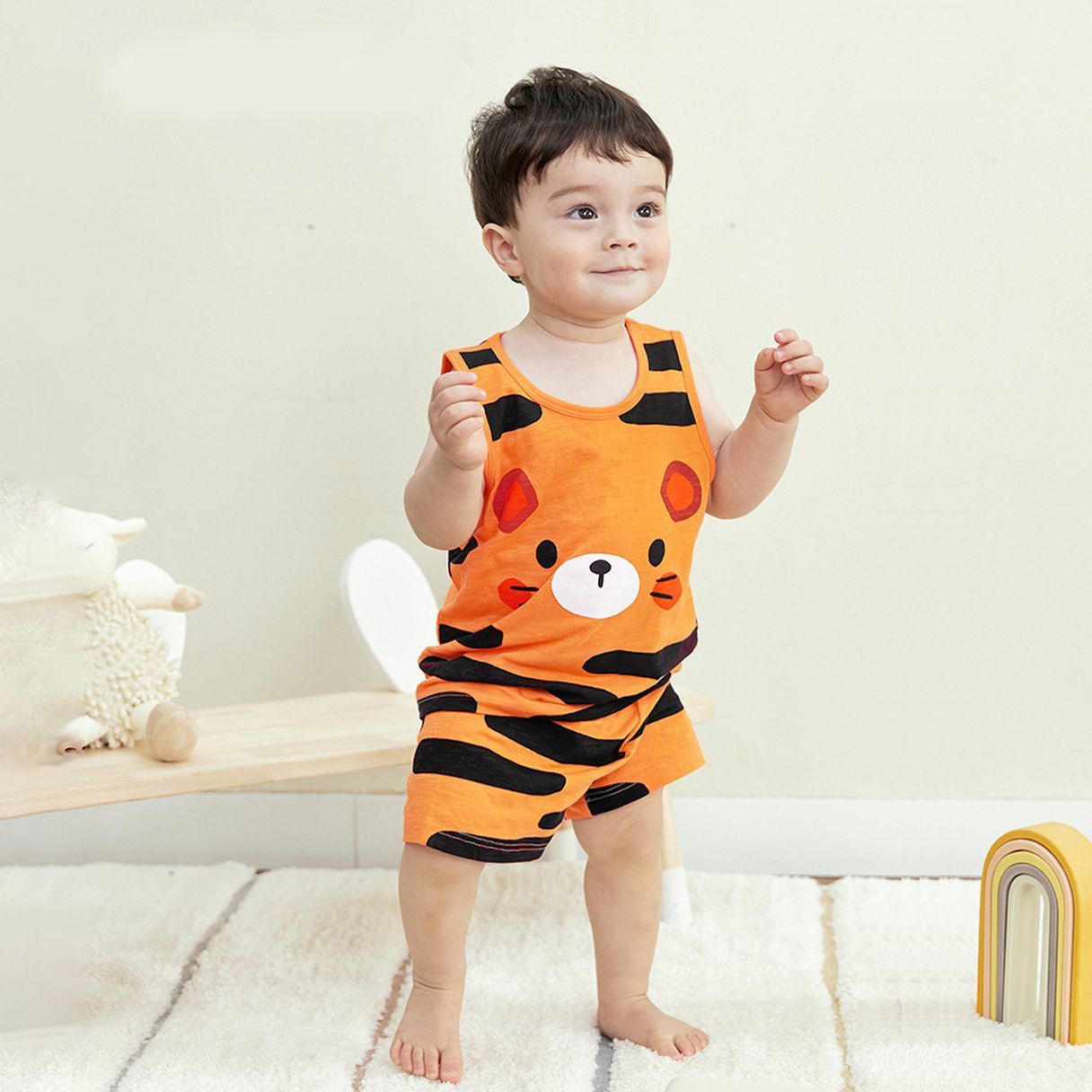 Bộ đồ ba lỗ cotton mịn bé trai U4028