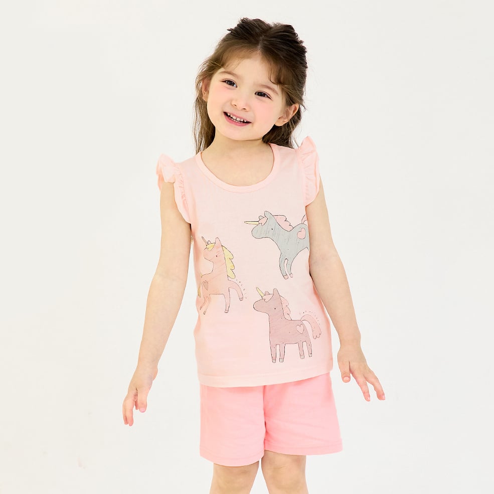 Bộ đồ ba lỗ cotton mịn bé gái U4102