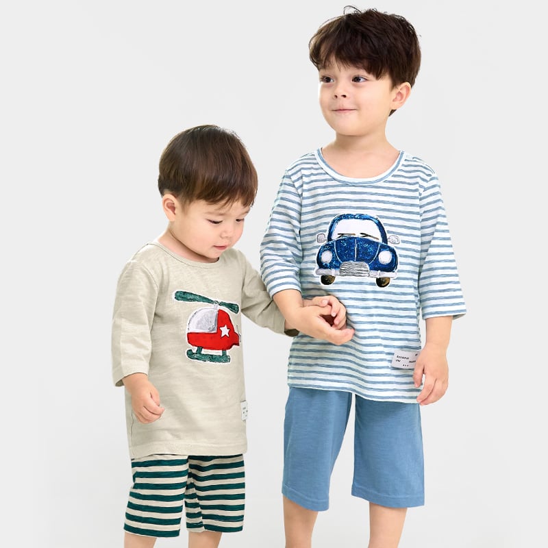 Bộ đồ lửng cotton mịn bé trai U2107