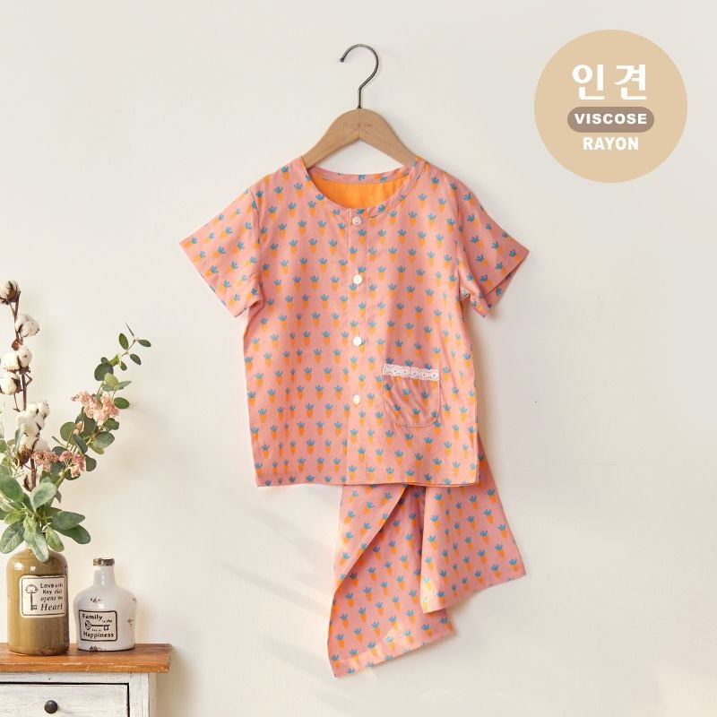 [Lẻ size] Bộ đồ Pyjama Viscose Rayon mịn ngắn tay bé trai và bé gái U8012