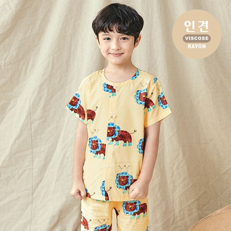 [Lẻ size] Bộ đồ Pyjama Viscose Rayon mịn ngắn tay bé trai và bé gái U8012