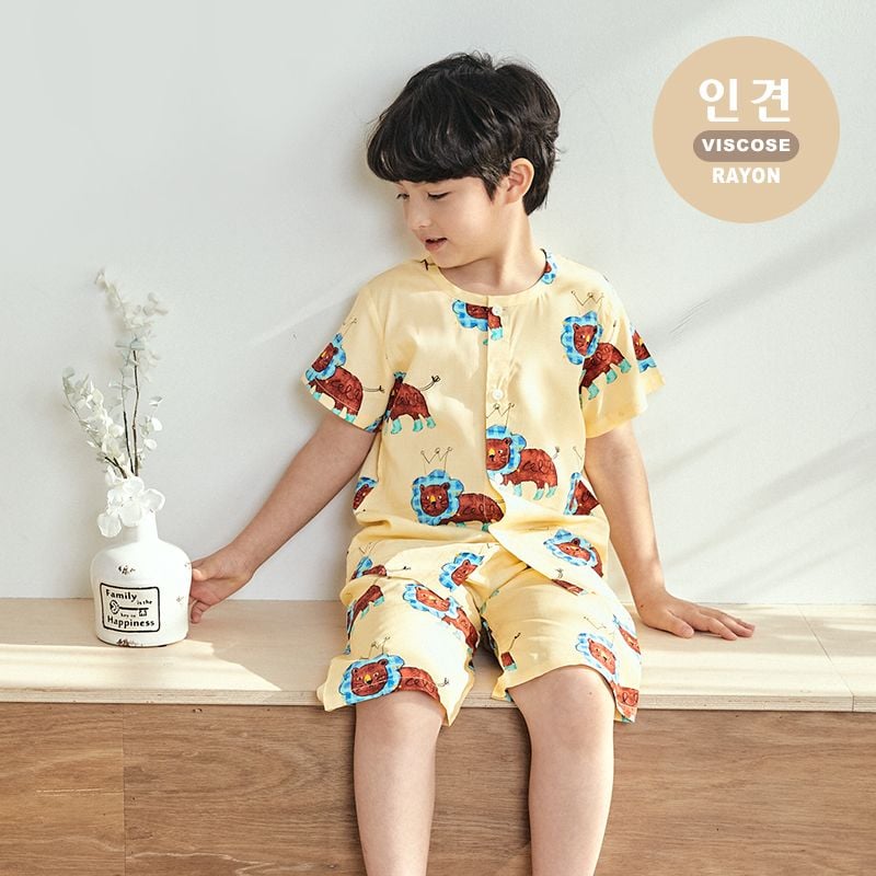 [Lẻ size] Bộ đồ Pyjama Viscose Rayon mịn ngắn tay bé trai và bé gái U8012