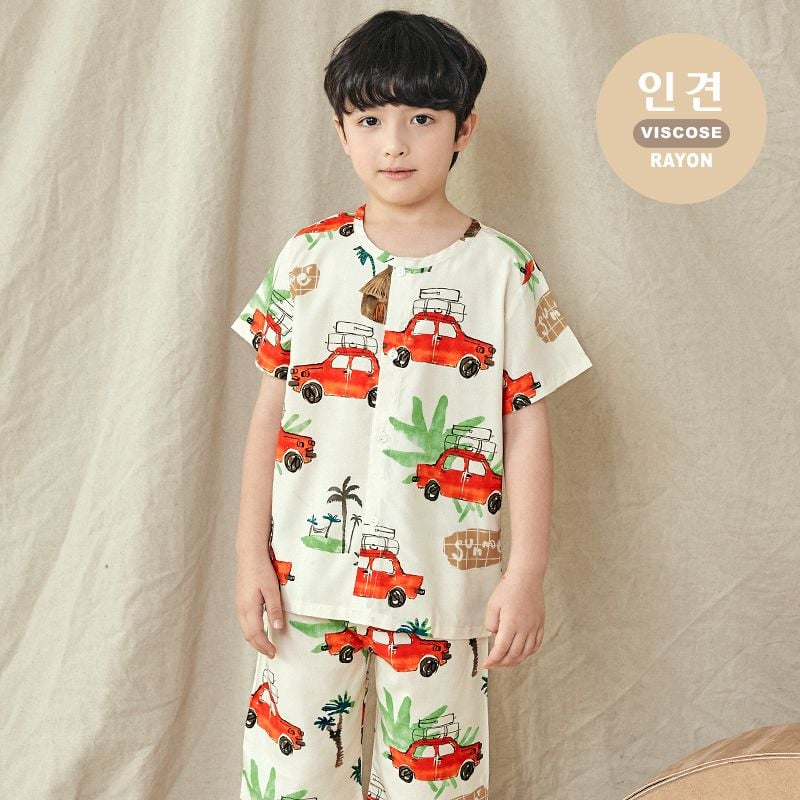 [Lẻ size] Bộ đồ Pyjama Viscose Rayon mịn ngắn tay bé trai và bé gái U8012