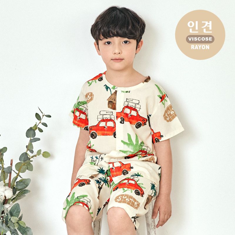 [Lẻ size] Bộ đồ Pyjama Viscose Rayon mịn ngắn tay bé trai và bé gái U8012