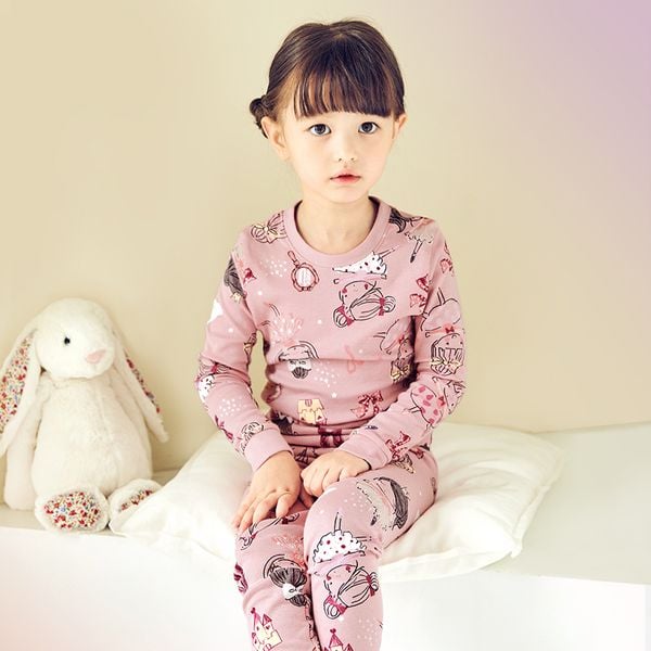 Bộ đồ dài dáng ôm cotton mịn bé gái U1079