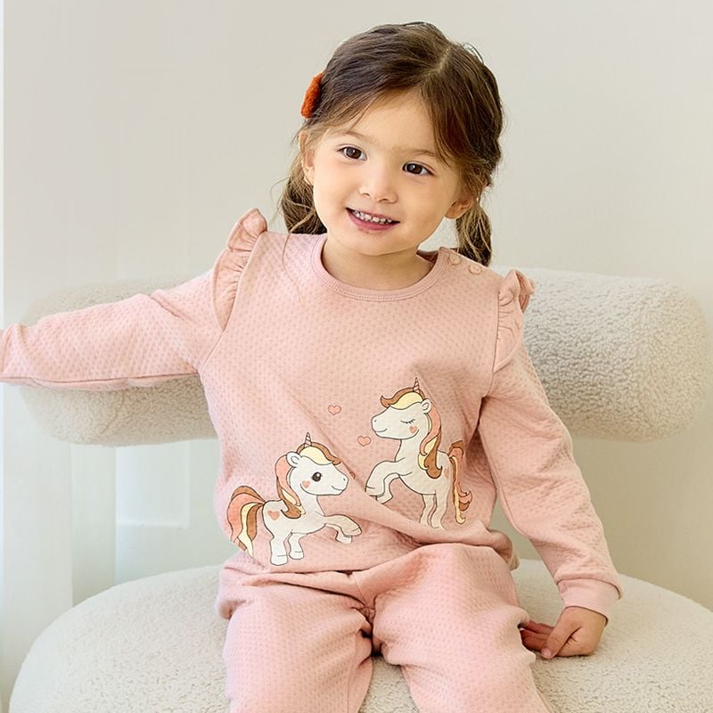 Bộ đồ dài chần bông 3 lớp cho bé gái U1223