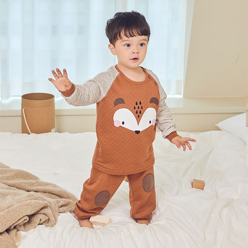 [Lẻ size] Bộ đồ dài chần bông 3 lớp cho bé trai và bé gái U8004