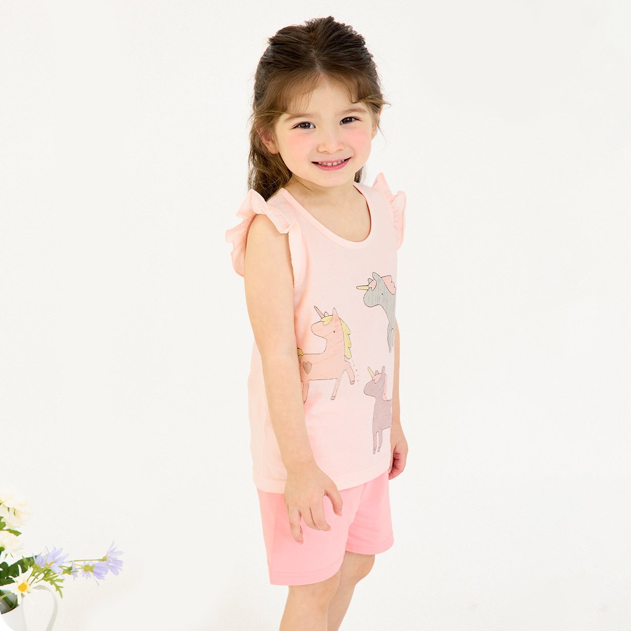 Bộ đồ ba lỗ cotton mịn bé gái U4102