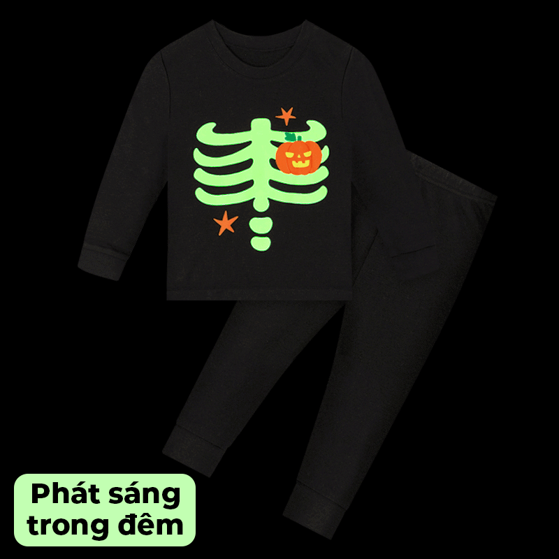 Bộ đồ dài Halloween dáng ôm cotton mịn bé gái và bé trai U1157