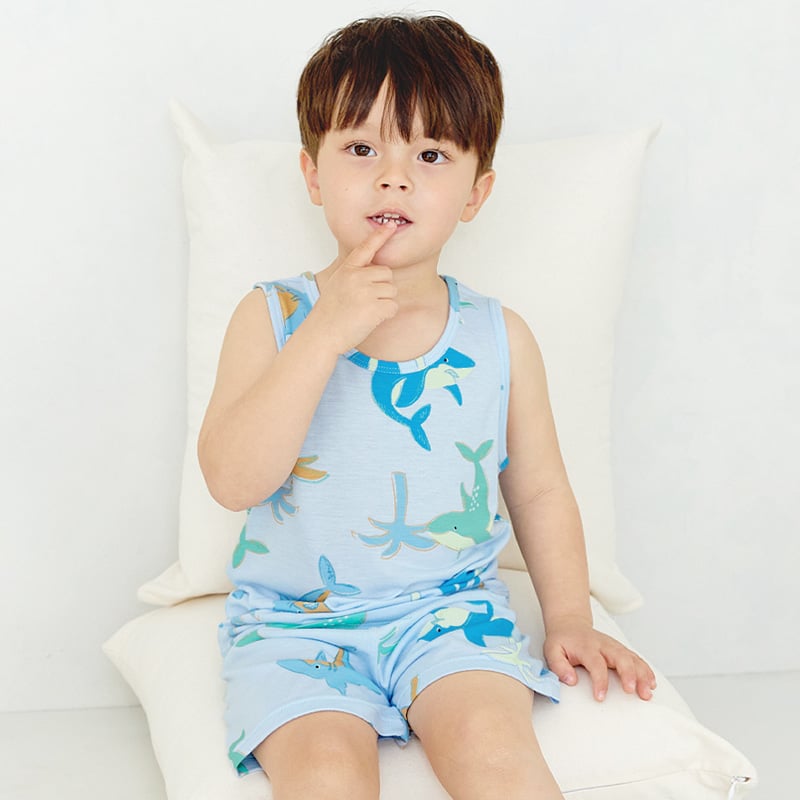 Bộ đồ ba lỗ Cool Feel mịn mỏng mát bé trai và bé gái U4086