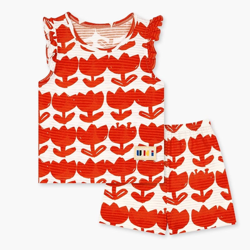 Bộ đồ ba lỗ cotton giấy bé gái U4084