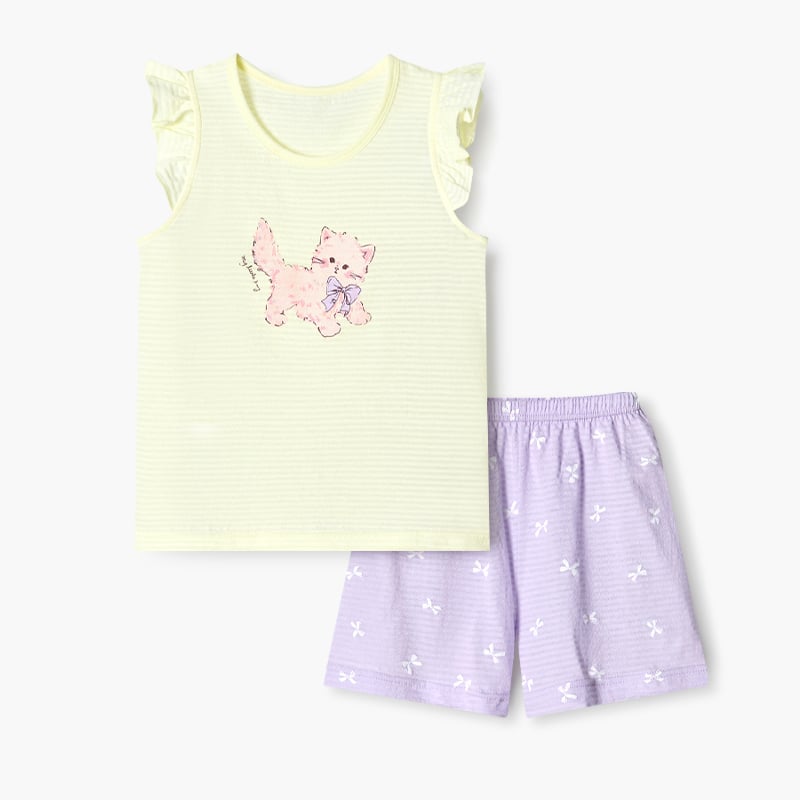 Bộ đồ ba lỗ cotton giấy bé gái U4094