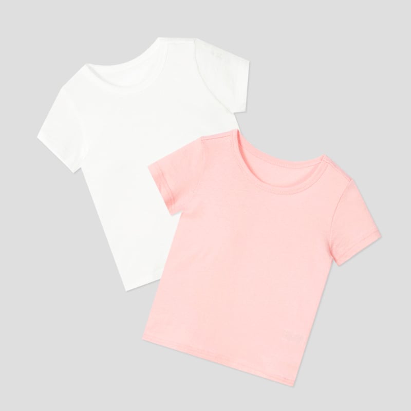 Set 2 áo thun ngắn tay cotton mịn bé gái U9002