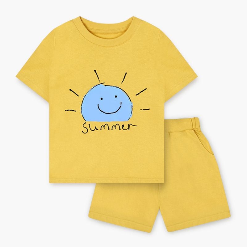 Bộ đồ ngắn cotton mịn bé trai và bé gái U3133