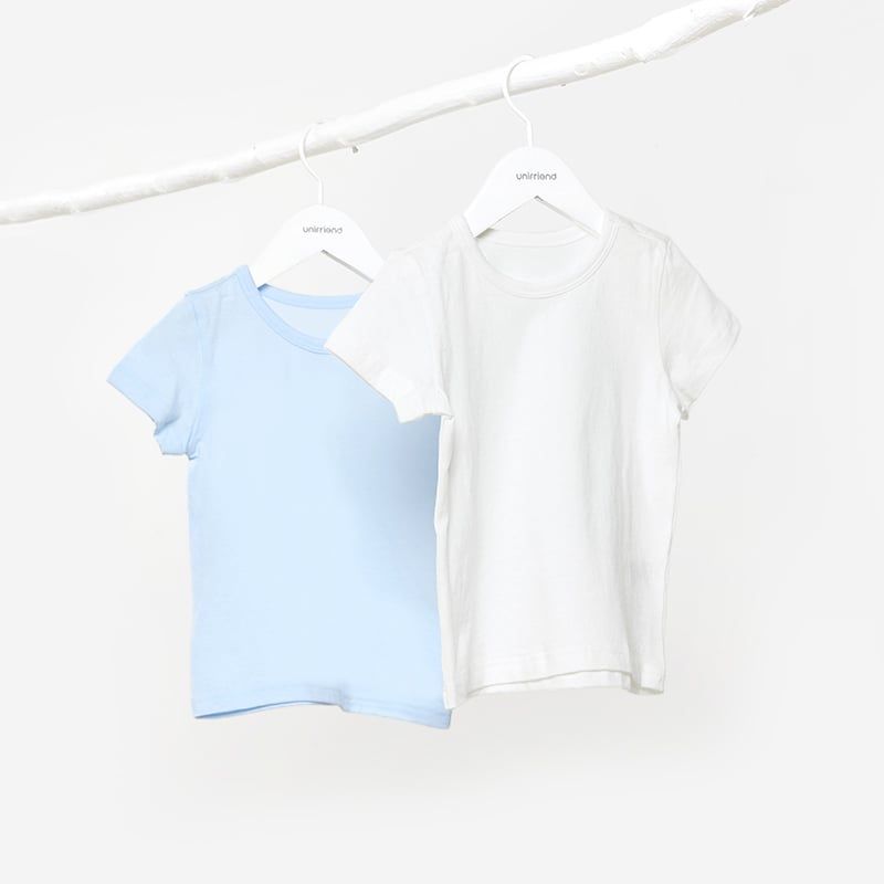 Set 2 áo thun ngắn tay cotton mịn bé trai và bé gái U9003