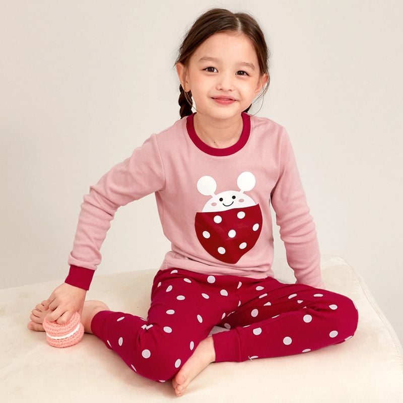 Bộ đồ dài dáng ôm cotton mịn bé gái U1155