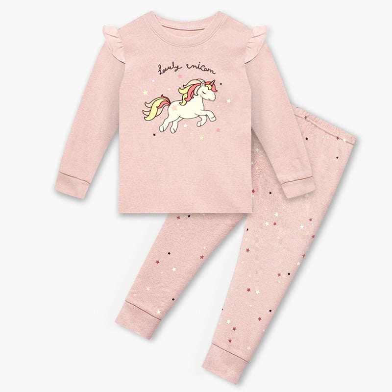 Bộ đồ dài dáng ôm cotton mịn bé gái U1202