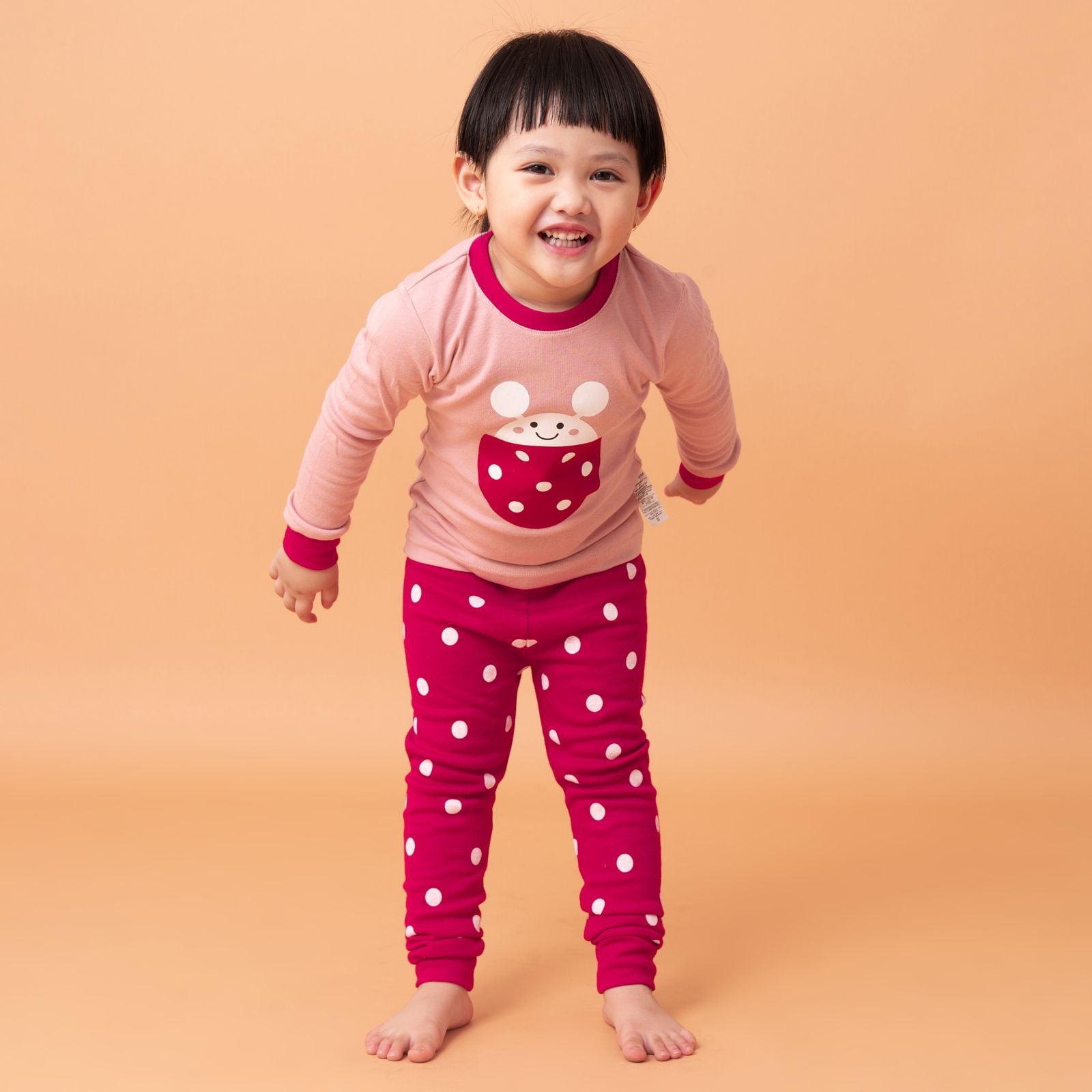 Bộ đồ dài dáng ôm cotton mịn bé gái U1155