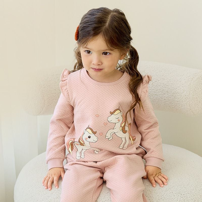 Bộ đồ dài chần bông 3 lớp cho bé gái U1223