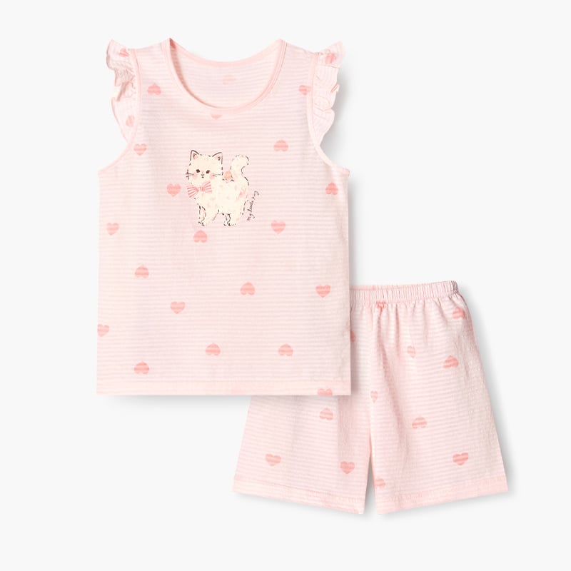 Bộ đồ ba lỗ cotton giấy bé gái U4098