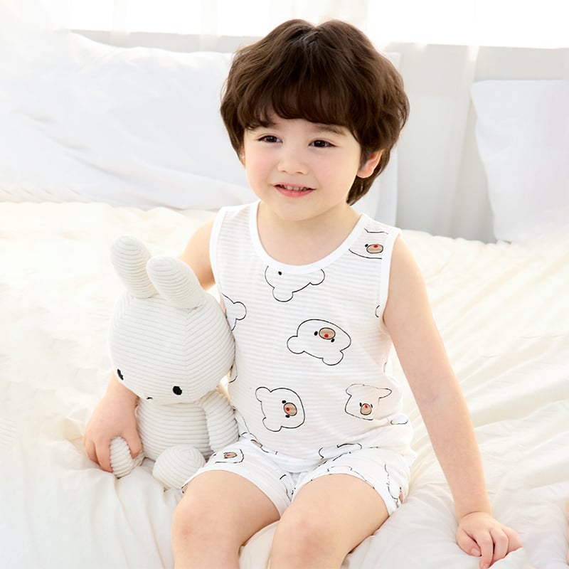 Bộ đồ ba lỗ cotton giấy bé trai và bé gái U4099