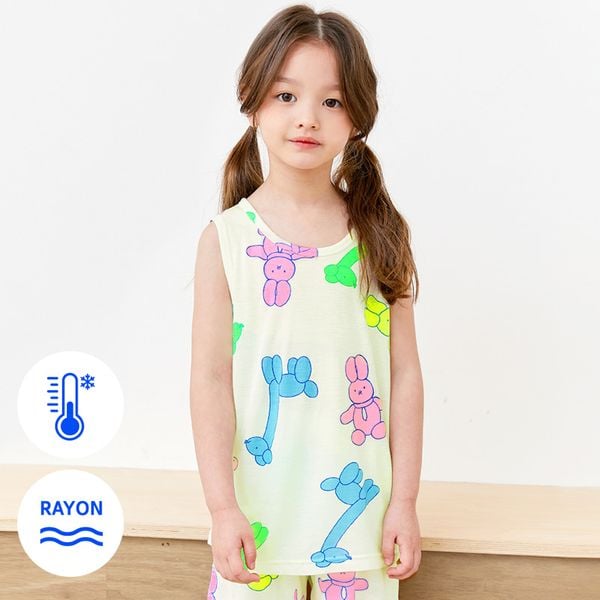 Bộ đồ ba lỗ Cool Feel mịn mỏng mát bé gái U4048