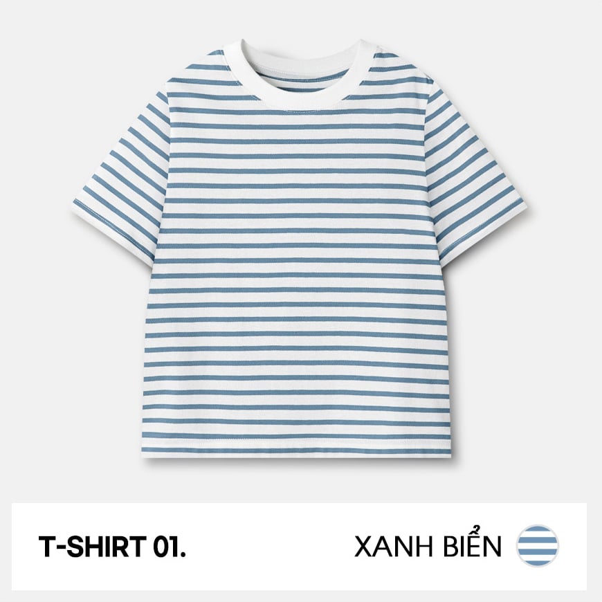 Áo phông ngắn tay cotton mịn bé trai và bé gái U900A
