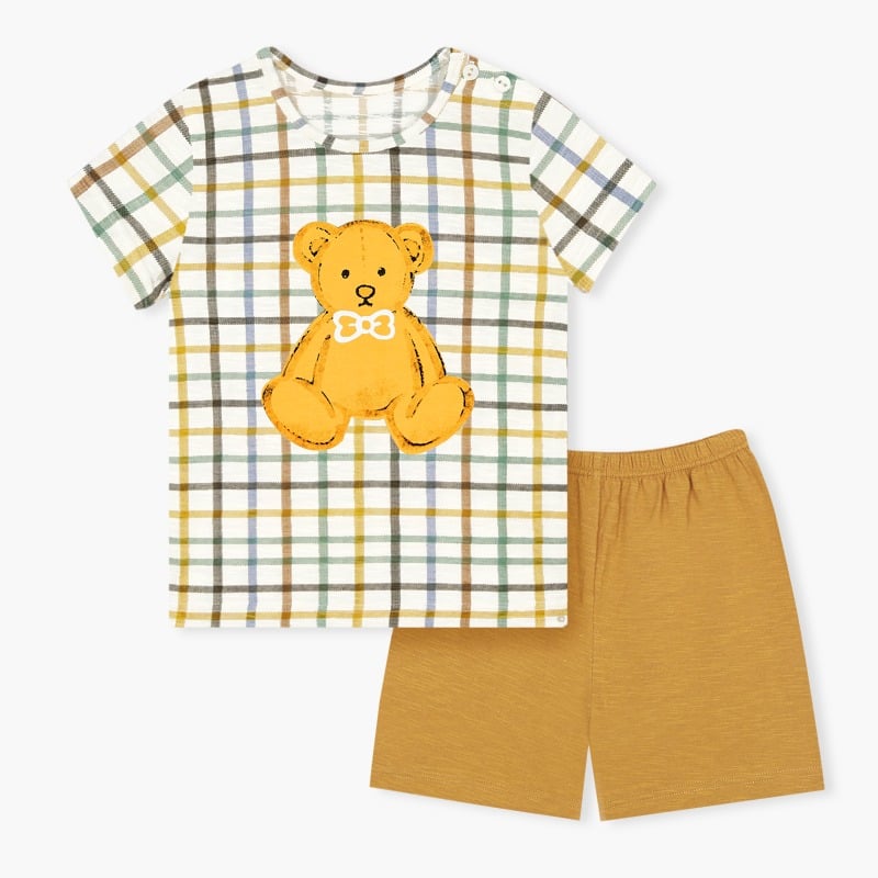 Bộ đồ ngắn cotton mịn bé trai và bé gái U3110