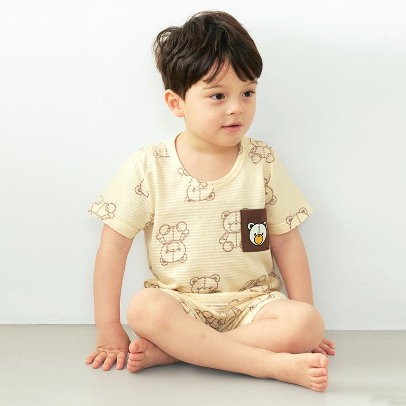 Bộ đồ ngắn cotton giấy bé gái và bé trai U3150