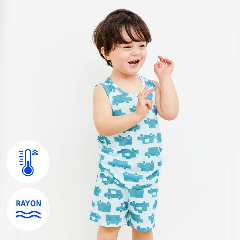 Bộ đồ ba lỗ Cool Feel mịn mỏng mát bé trai U4047