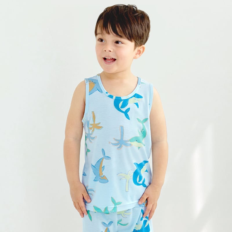 Bộ đồ ba lỗ Cool Feel mịn mỏng mát bé trai và bé gái U4086