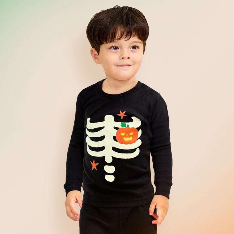 Bộ đồ dài Halloween dáng ôm cotton mịn bé gái và bé trai U1157
