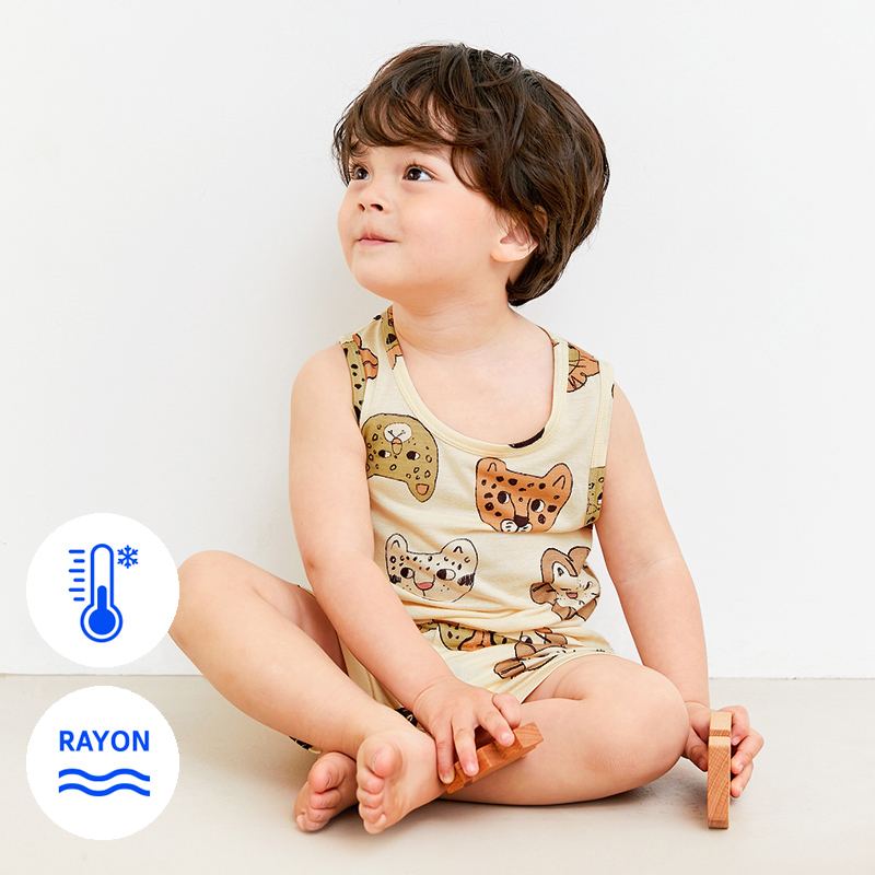 Bộ đồ ba lỗ Cool Feel mịn mỏng mát bé trai U4063