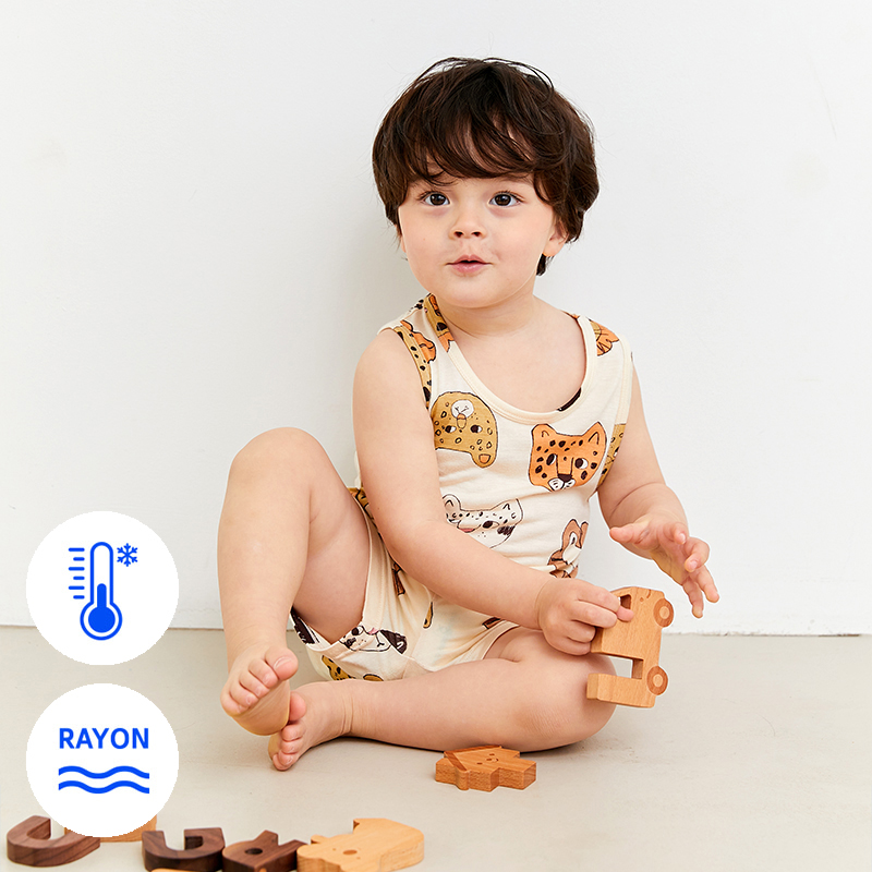 Bộ đồ ba lỗ Cool Feel mịn mỏng mát bé trai U4063