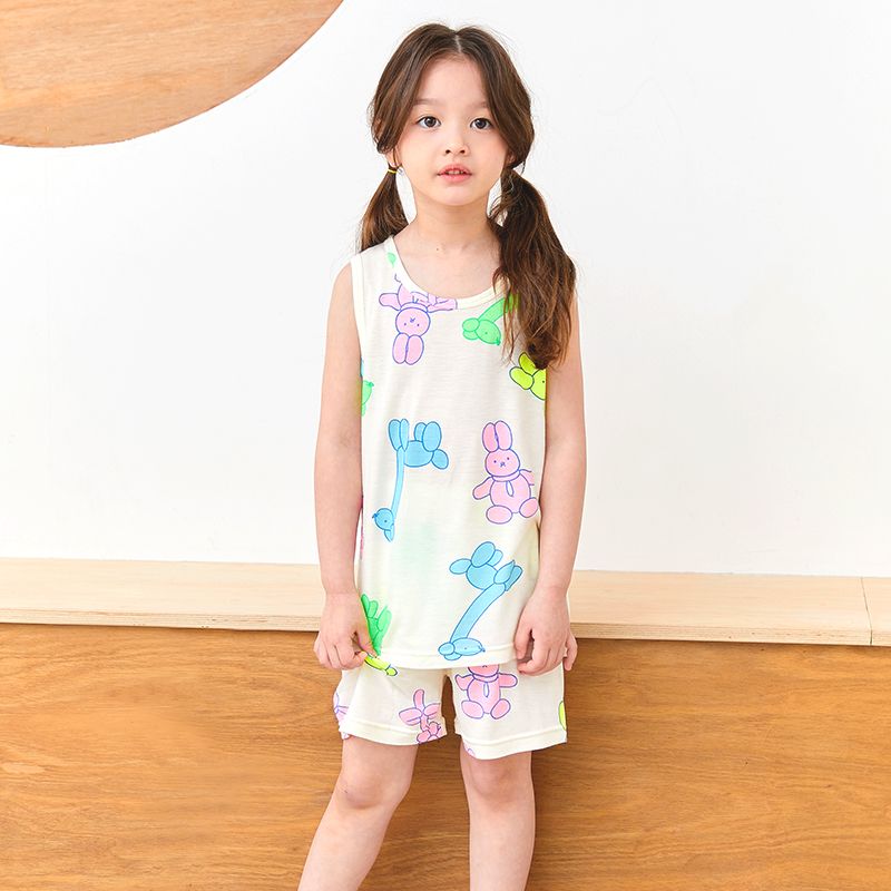 Bộ đồ ba lỗ Cool Feel mịn mỏng mát bé gái U4048