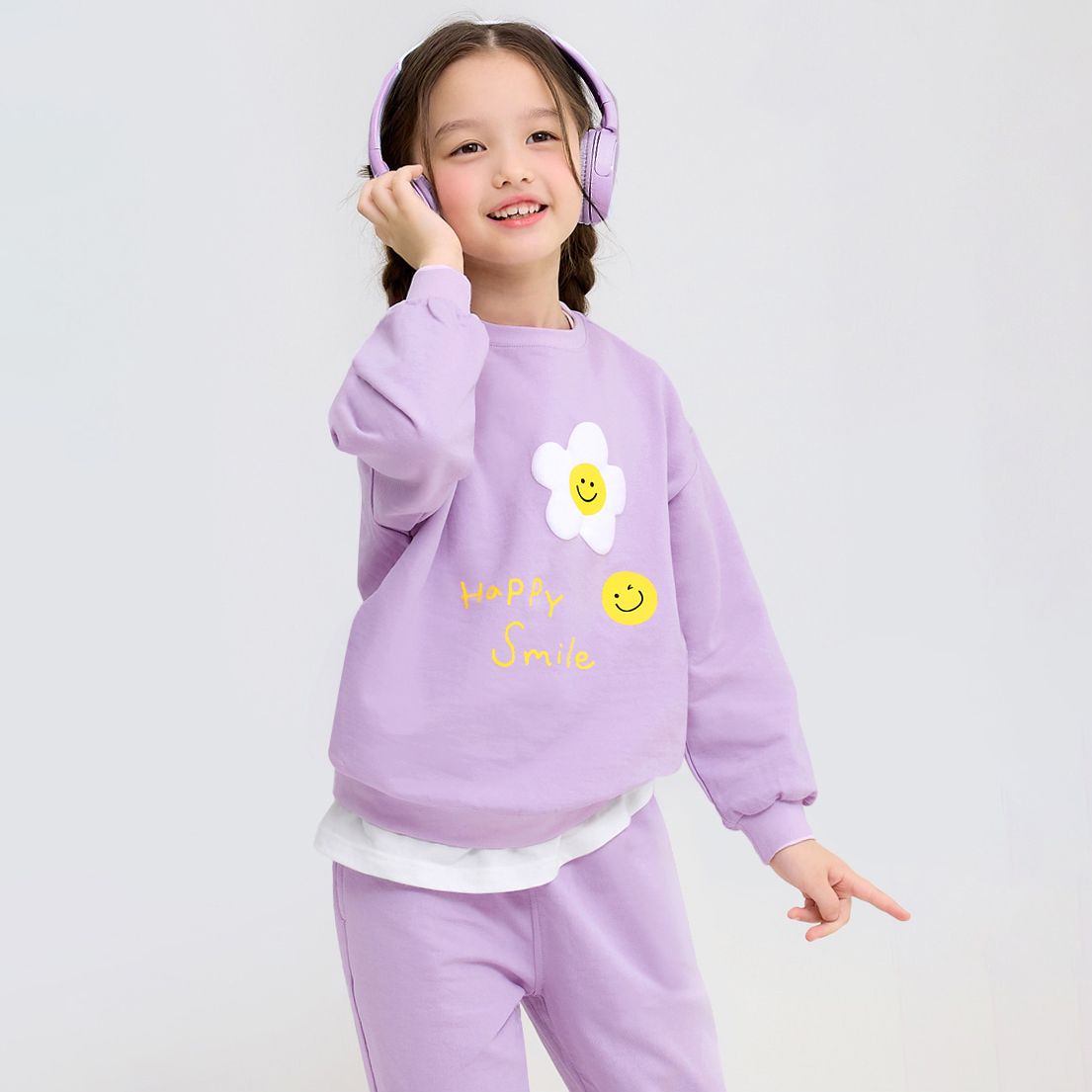 Bộ đồ dài dáng rộng cotton mịn bé gái U1218