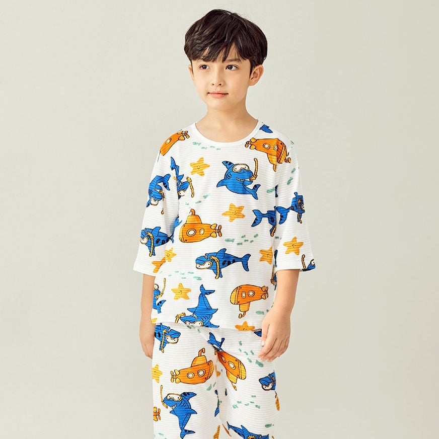 Bộ đồ lửng cotton giấy bé trai U2038