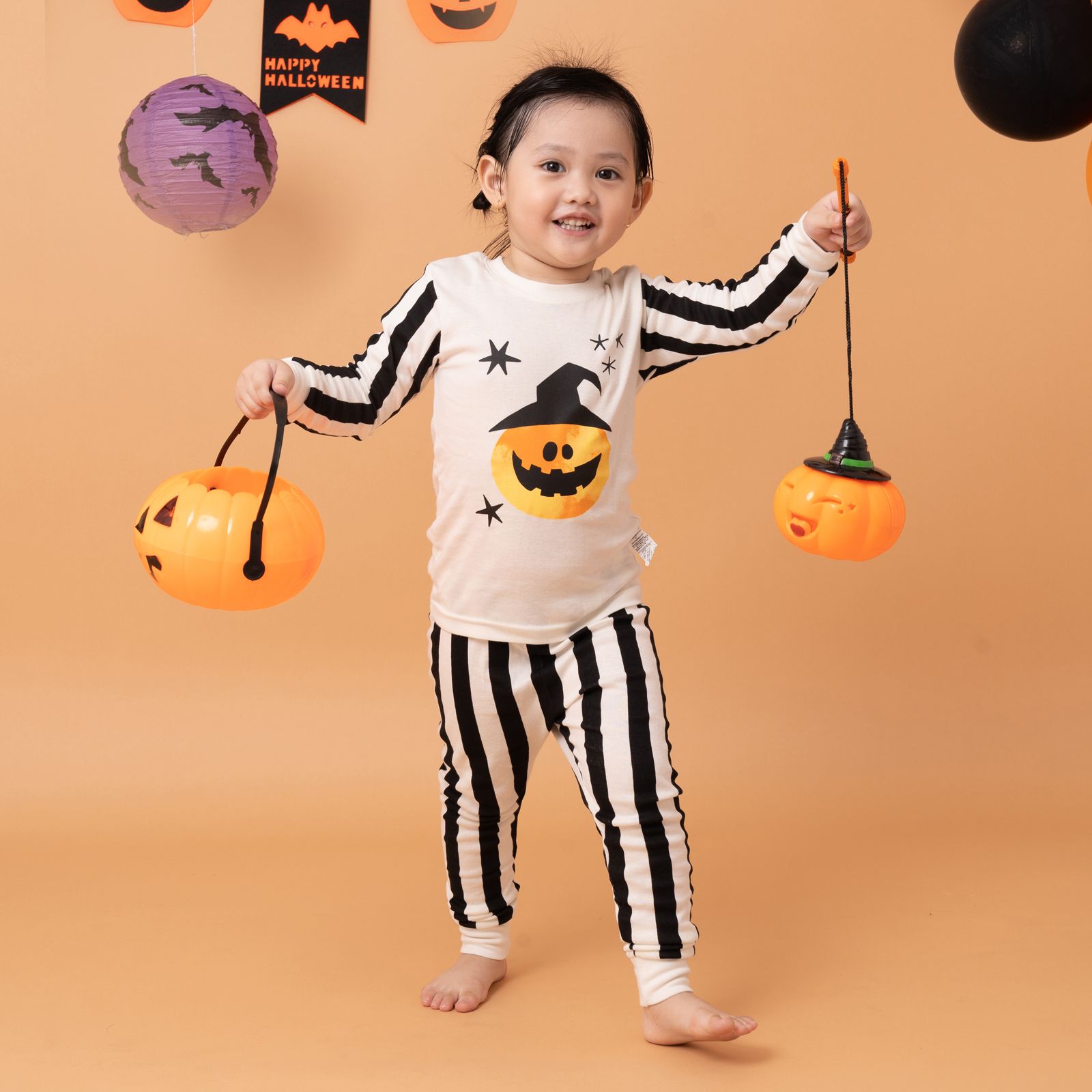 Bộ đồ dài Halloween dáng ôm cotton mịn bé trai và bé gái U1156