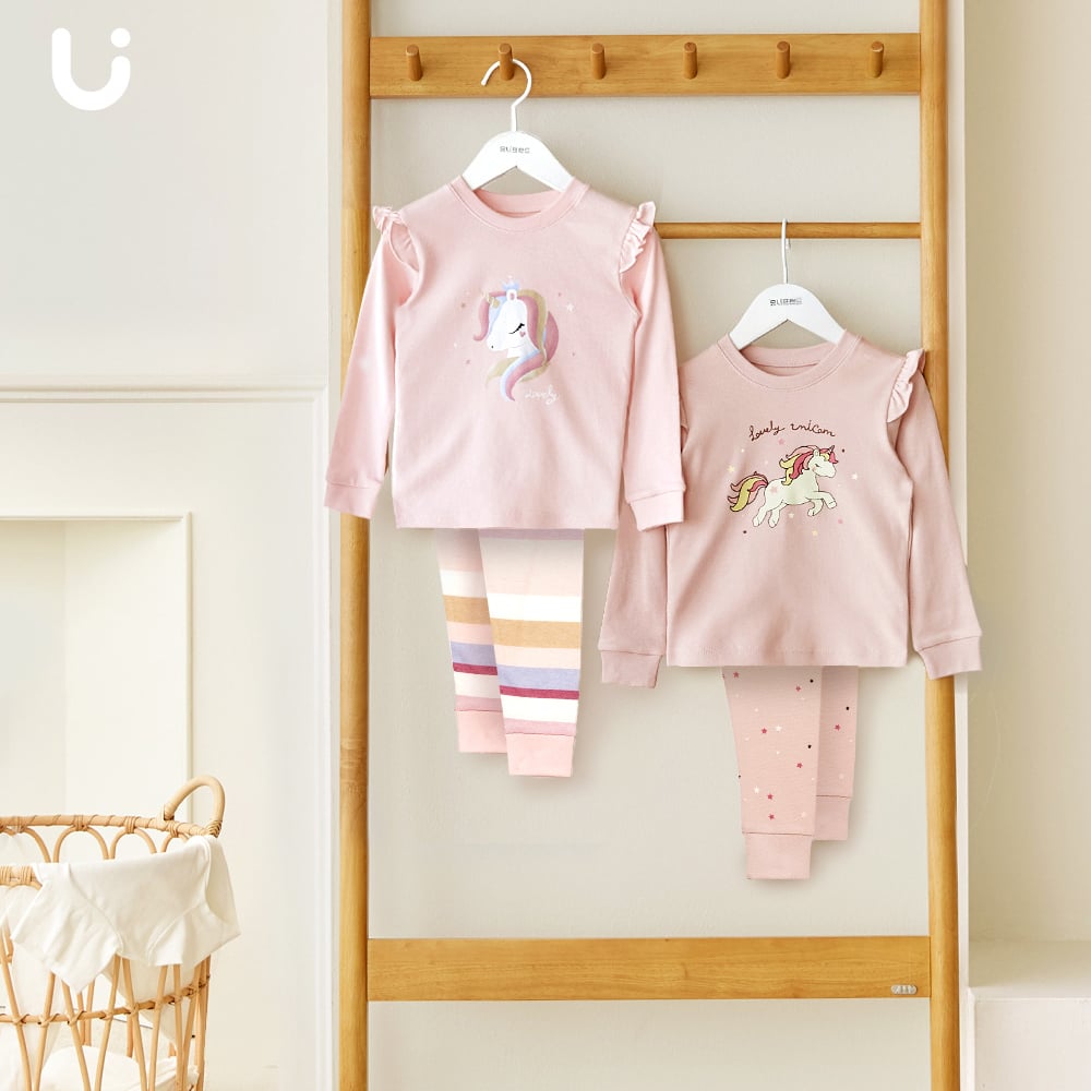 Bộ đồ dài dáng ôm cotton mịn bé gái U1205