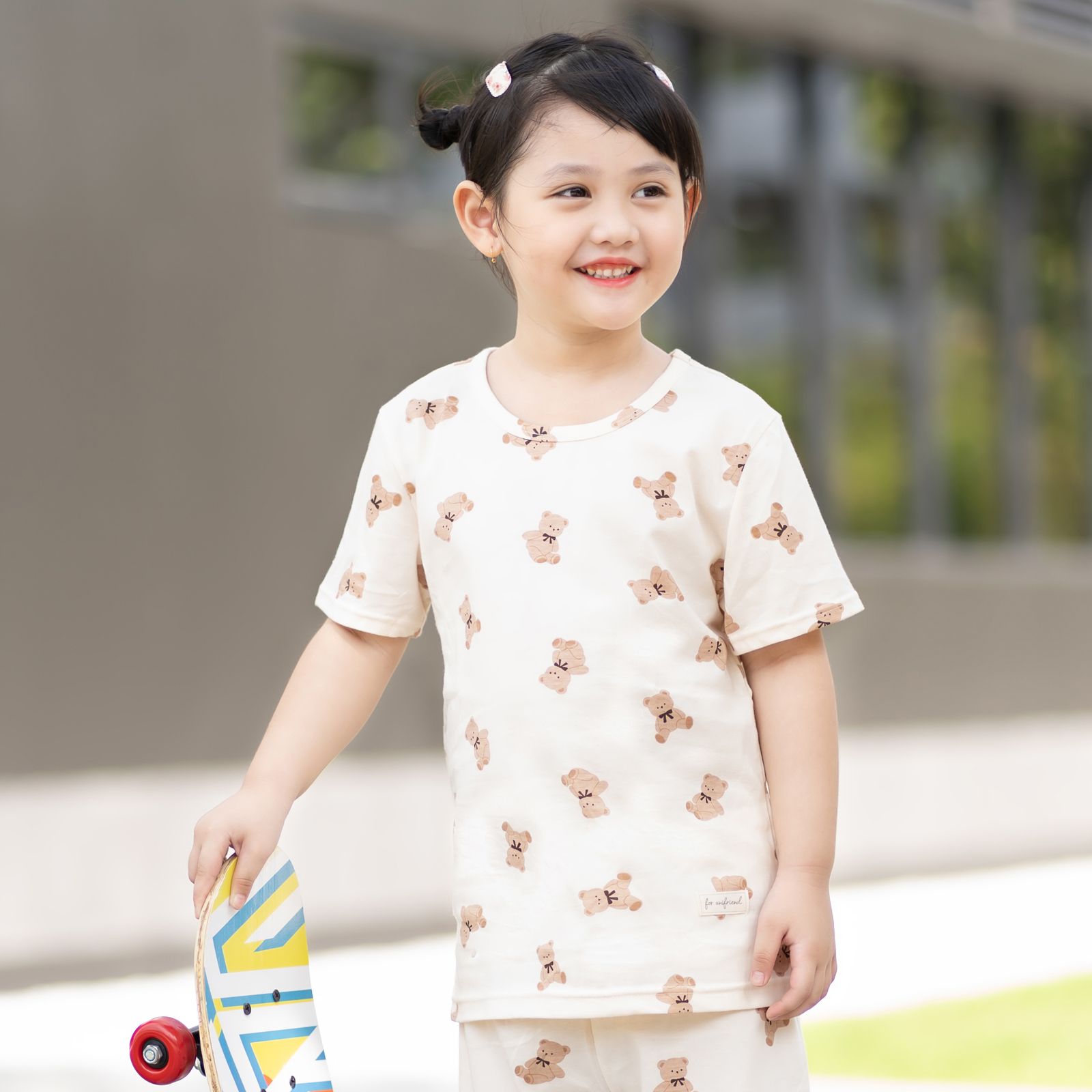 Bộ đồ ngắn cotton mịn bé gái và bé trai U3176