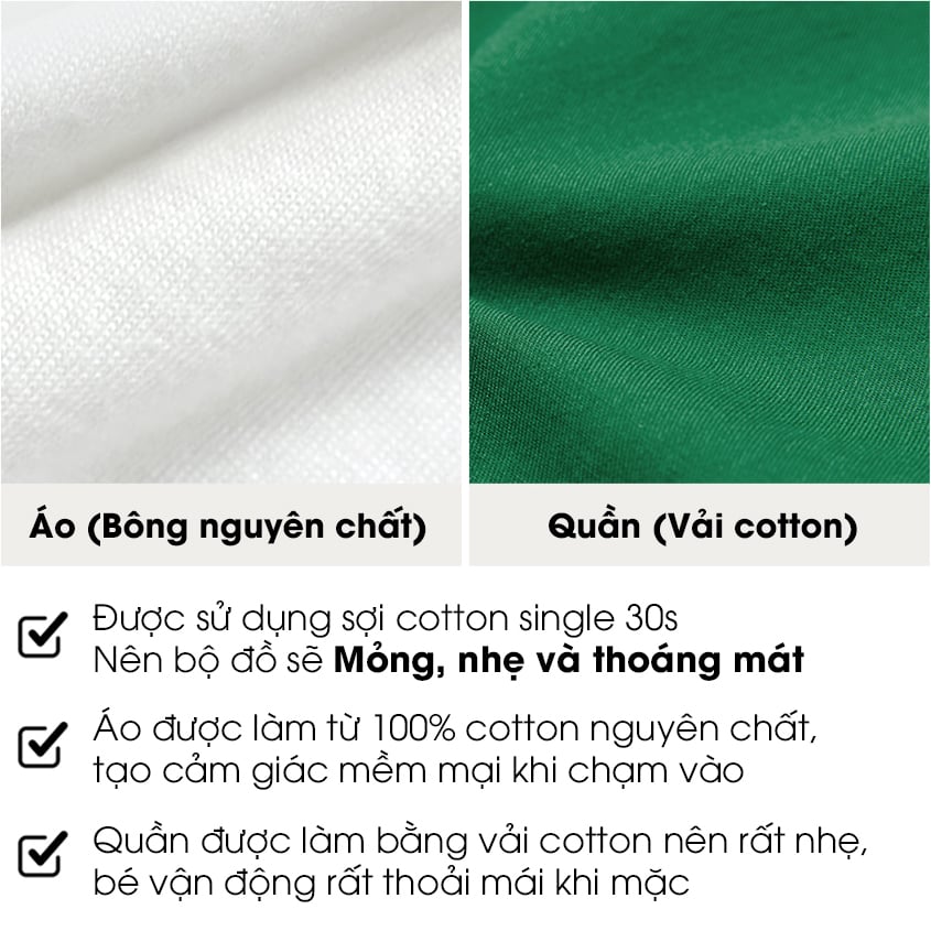 Bộ đồ ngắn cotton mịn bé trai U3213