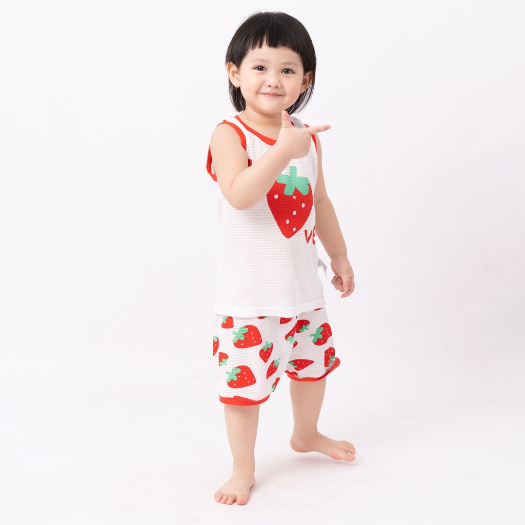 Bộ đồ ba lỗ cotton giấy bé gái U4060