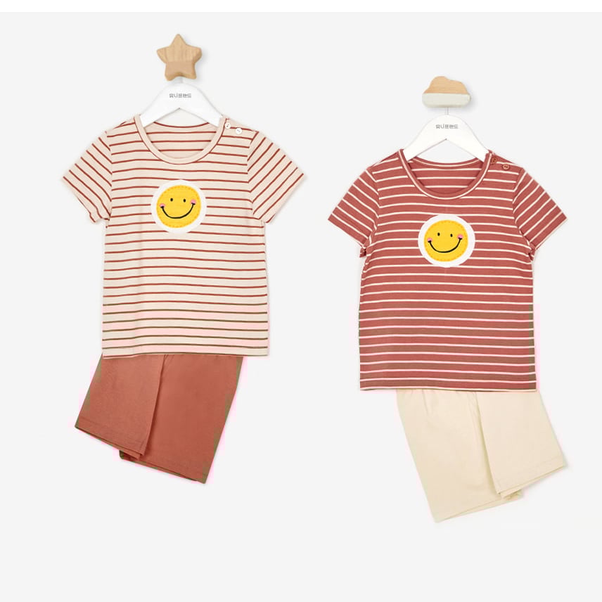 Bộ đồ ngắn cotton mịn bé trai và bé gái U3123