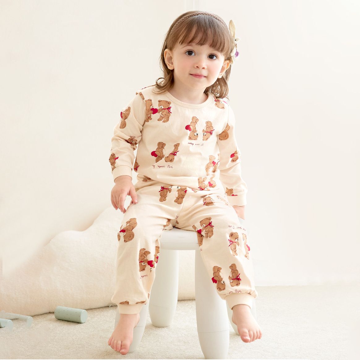Bộ đồ dài dáng rộng cotton mịn bé gái và bé trai U1191