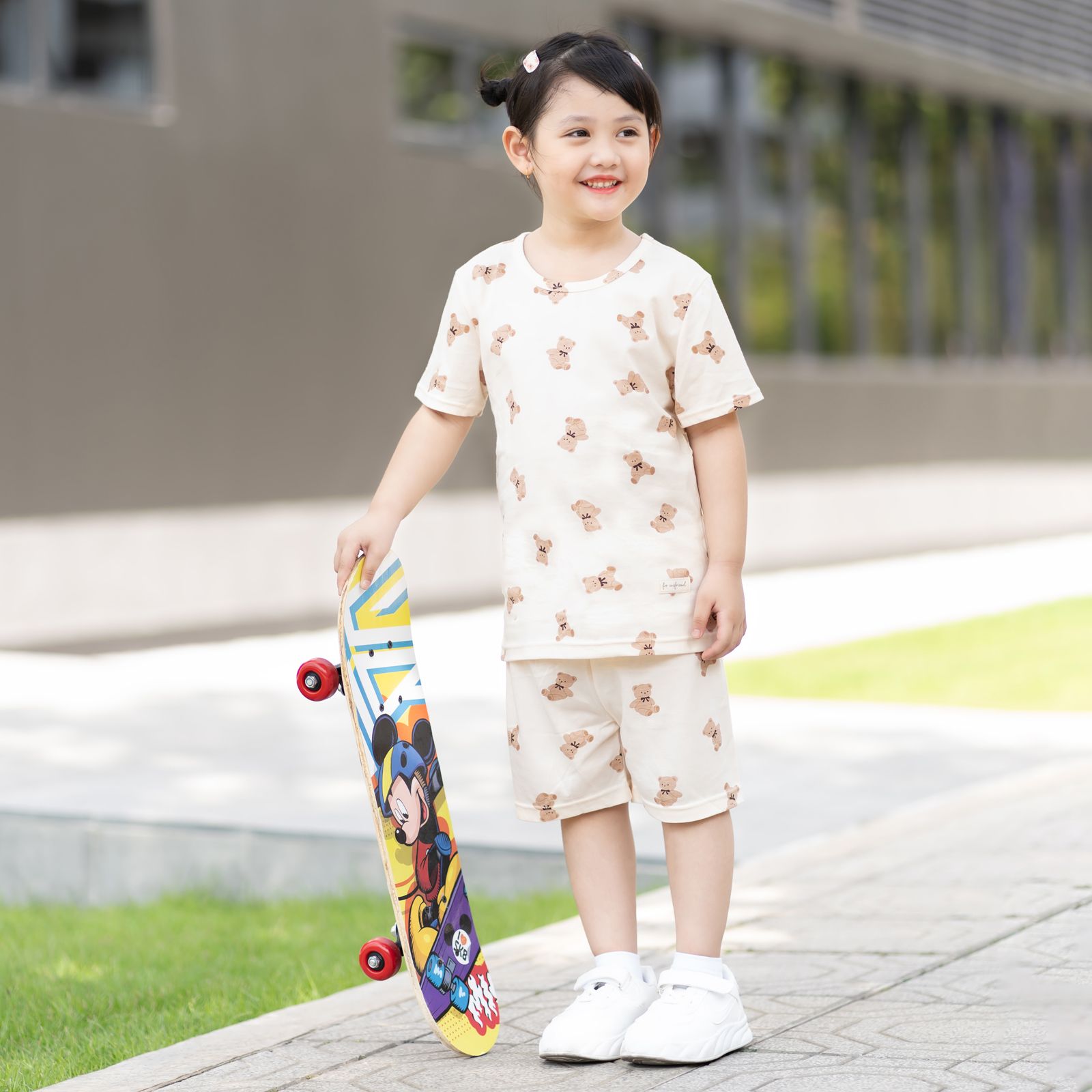 Bộ đồ ngắn cotton mịn bé gái và bé trai U3176