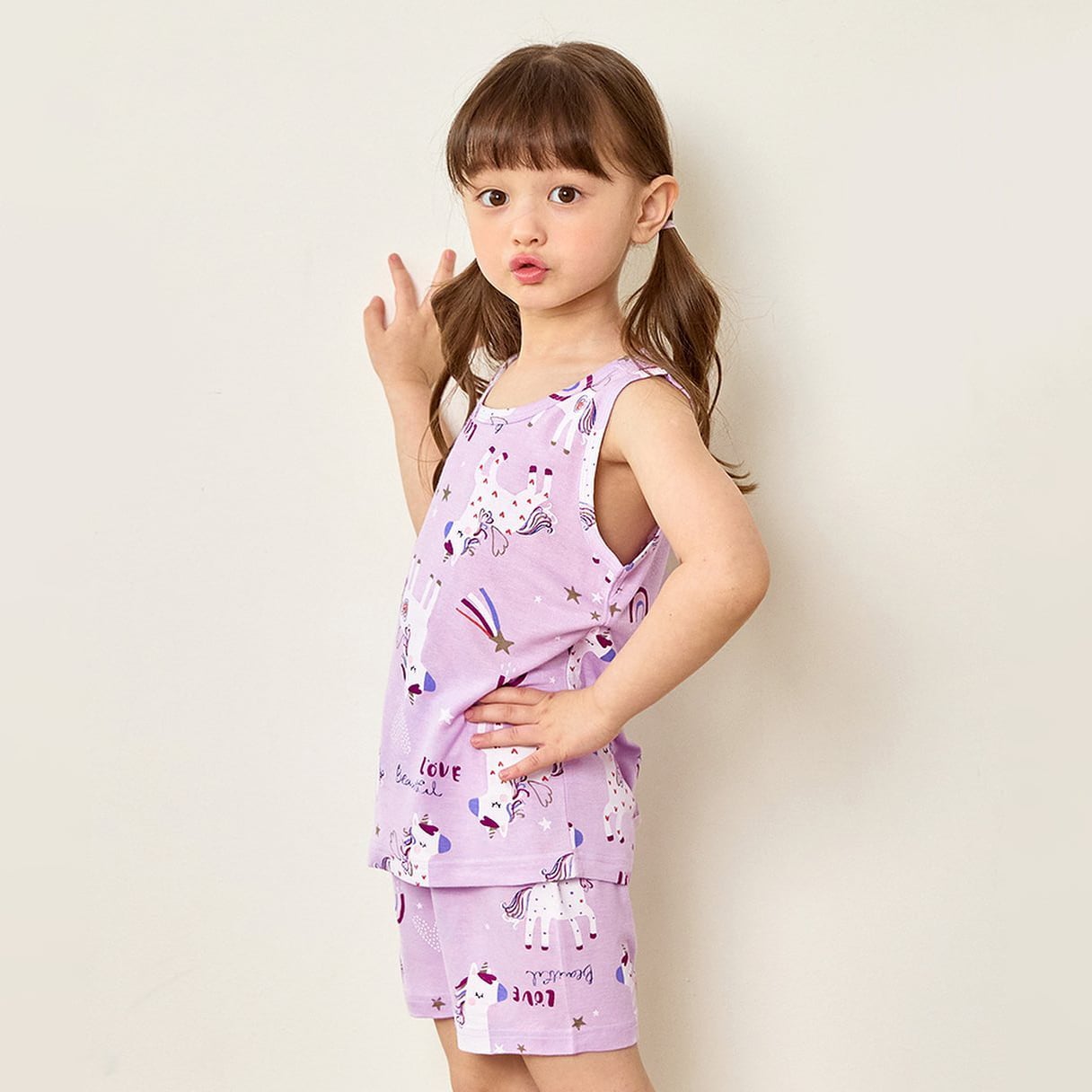 Bộ đồ ba lỗ vải sợi tre cao cấp bé gái U4042